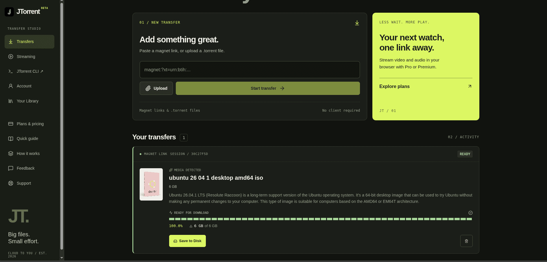 JTorrent screenshot 2