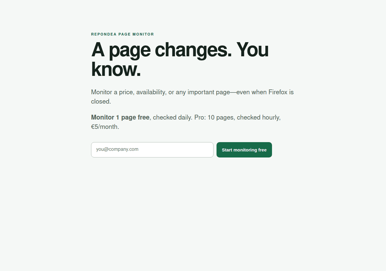 Repondea Page Monitor screenshot 1