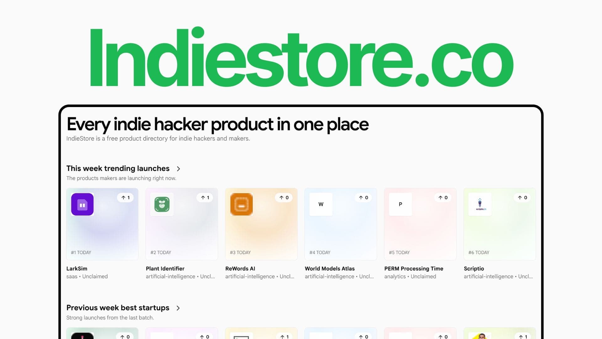 IndieStore | Startup Directory & Weekly Launches screenshot